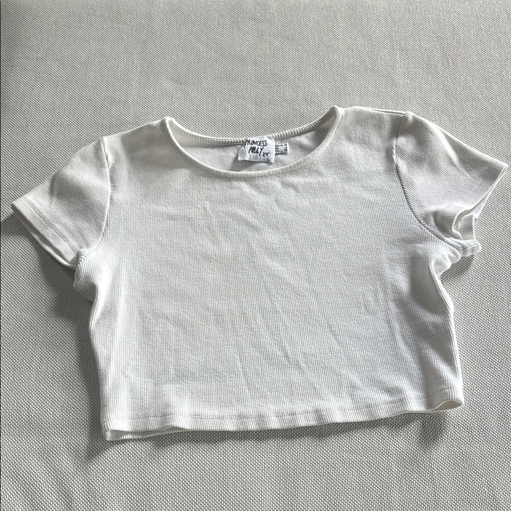 Princess Polly White Ribbed Crop Top